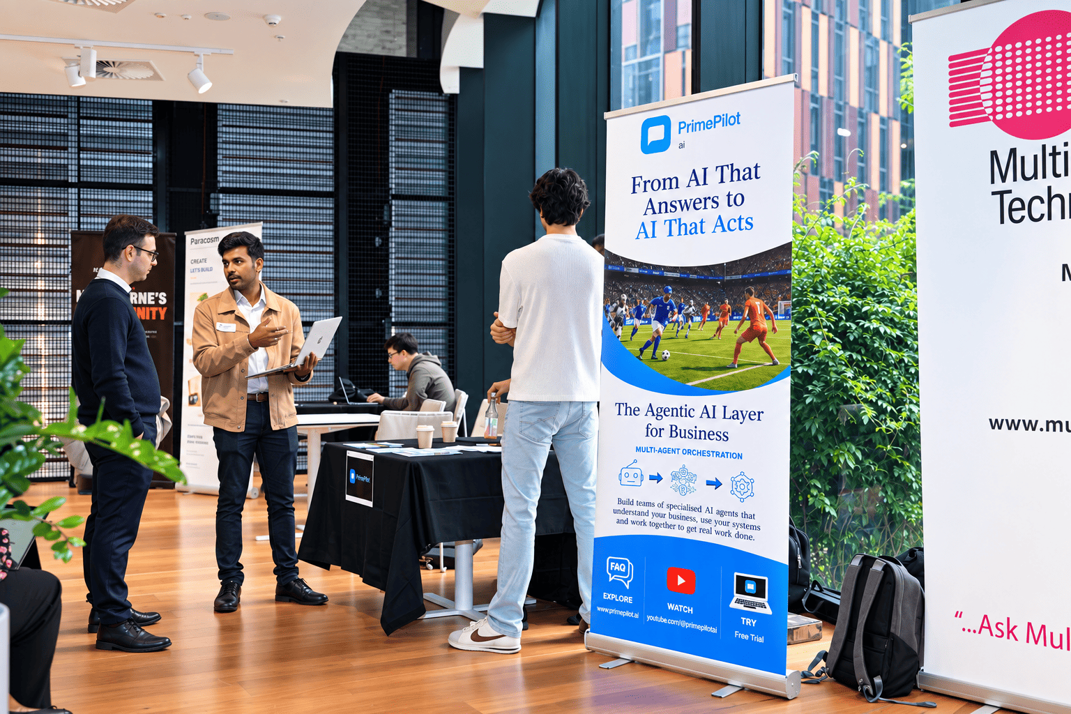 PrimePilot exhibition booth at Melbourne Connect